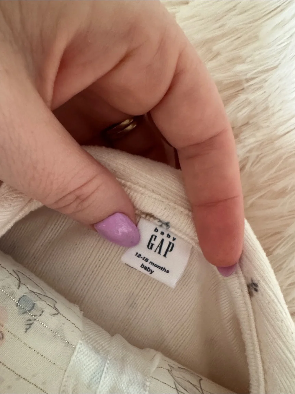 GAP Cream Floral Rib-Knit Pajama Set with Puff Sleeves